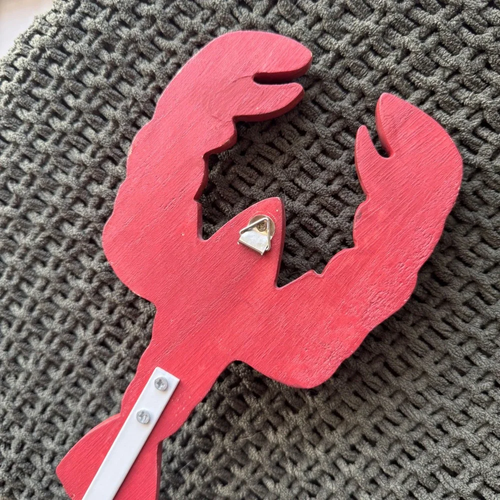 Red Hand Carved Wooden Lobster Wall Hook Nautical Coastal Beach Decor‎